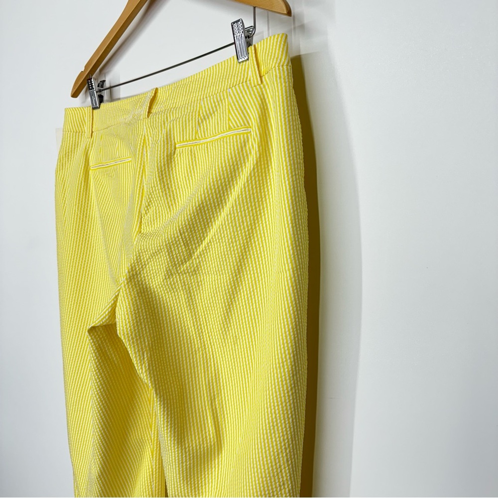 Anne Klein Daffodil Yellow White Stripe Seersucker Dress Pants Dressy Casual Nwt - Picture 9 of 16